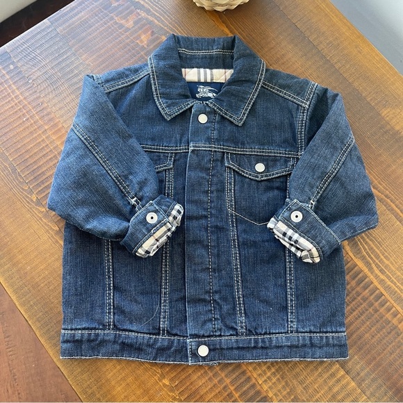 Burberry Other - Vest jacket denim jean 12/18 months fleeced blue beige Burberry